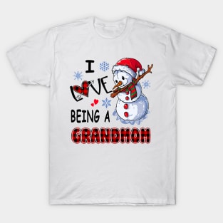 Chirstmas Snowman I Love Being A Grandmom T-Shirt